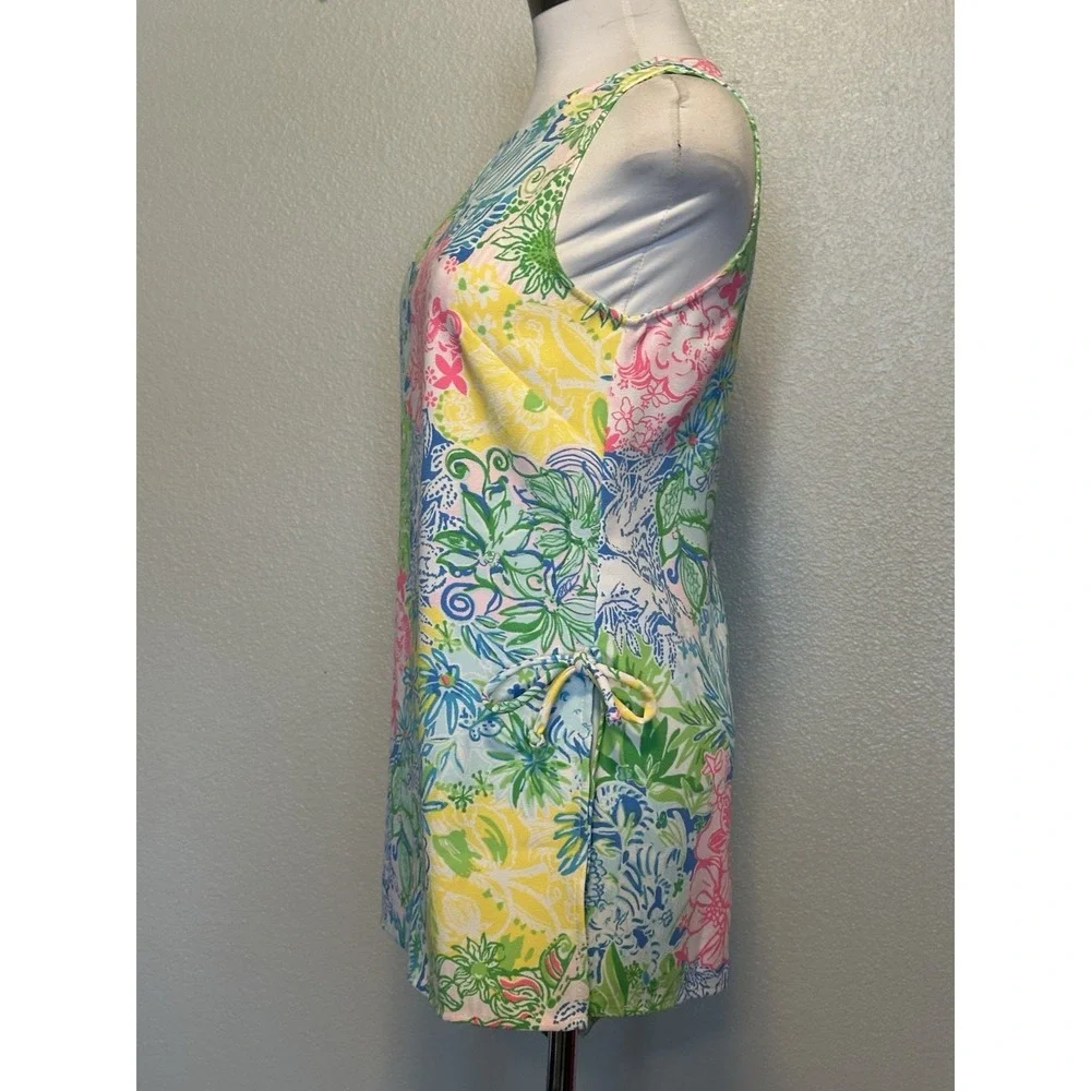 NEW Lilly Pulitzer XS Donna Cheek to Cheek Tunic Top  Floral Lion Around Tie Zip